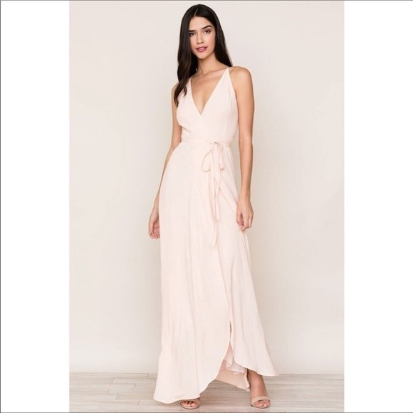 Yumi Kim Rush Hour Maxi Dress Blush Pink Wrap Wedding Flowing Romantic - Picture 5 of 7